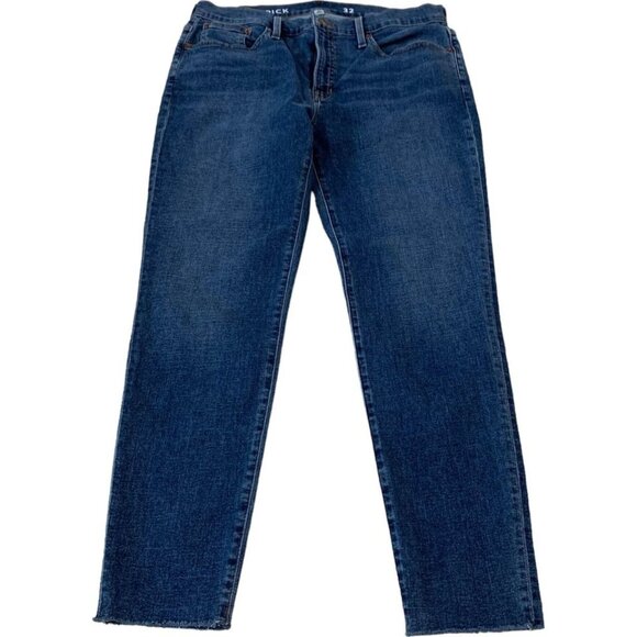 J. Crew Toothpick Skinny Jeans Women's Size 32x28 Ankle Crop Raw Hem Denim - Picture 1 of 10